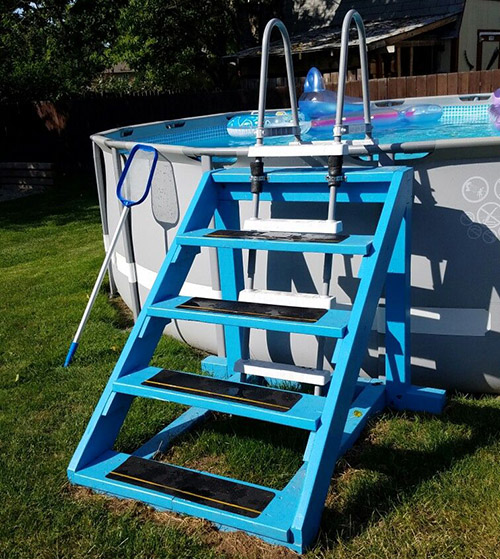 above ground pool ladder with locking gate