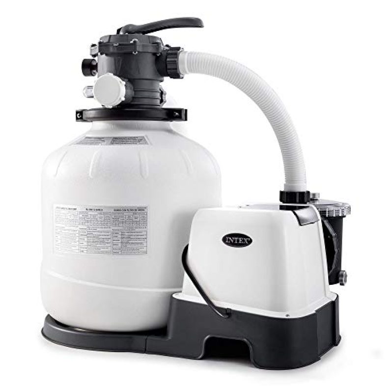 Intex Krystal Clear 2150 GPH Sand Filter Pump & Saltwater System with E.C.O. (Electrocatalytic Oxidation) for Above Ground Pools, 110-120V with GFCI, White/Black