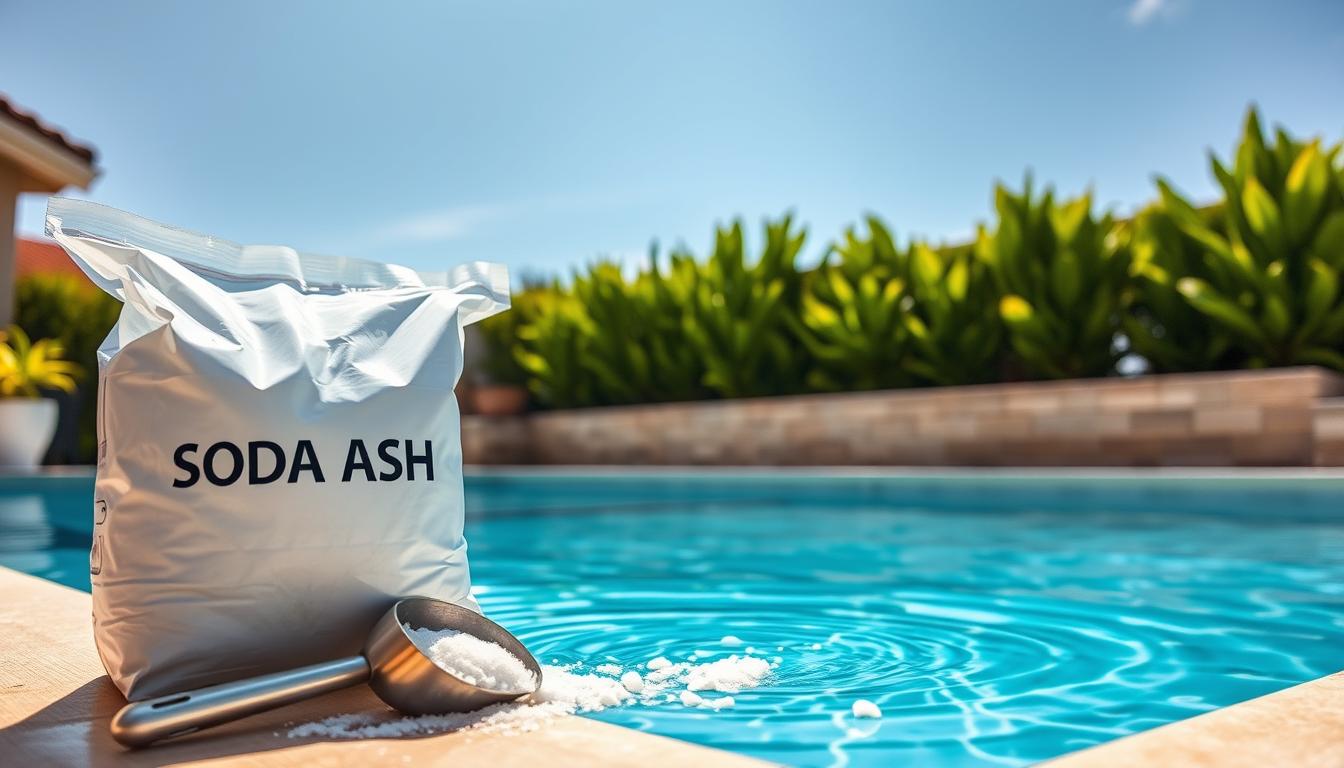 Adding soda ash to pool for balanced water chemistry