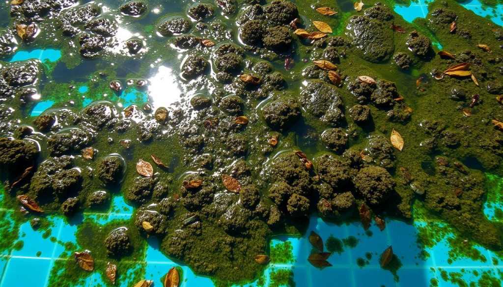 Dead algae in pool