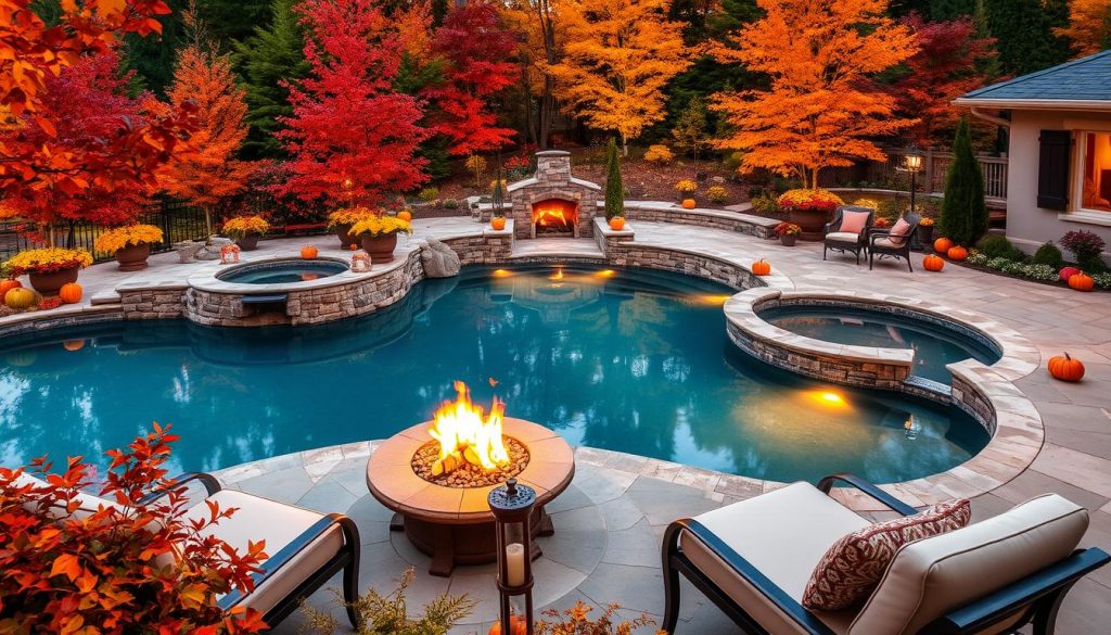 Fall season pool landscaping ideas