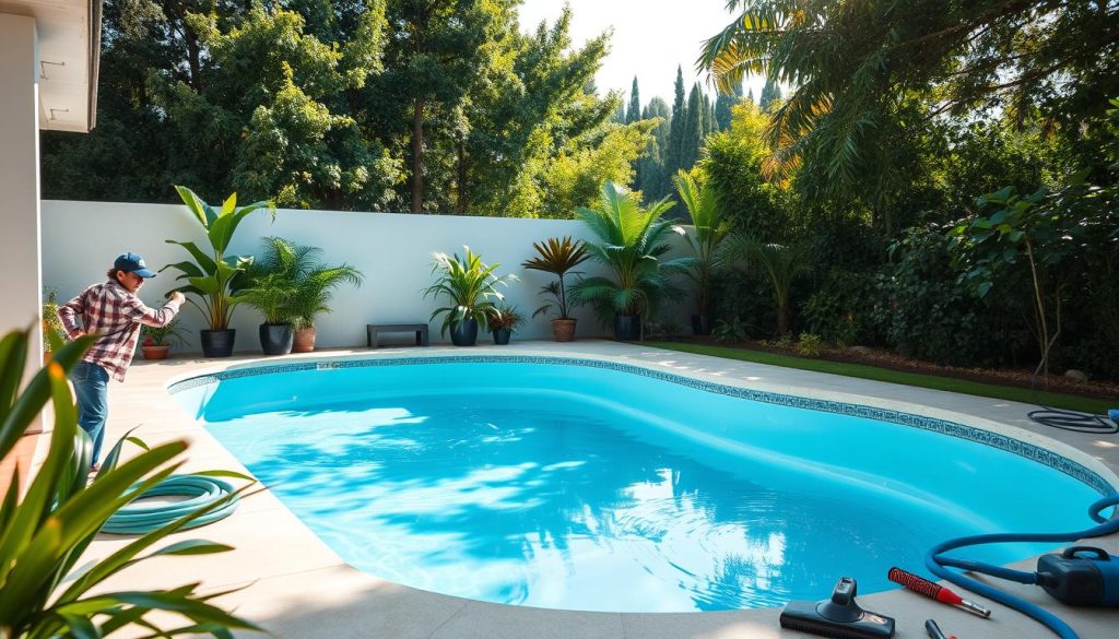 Inspecting and cleaning a pool before filling