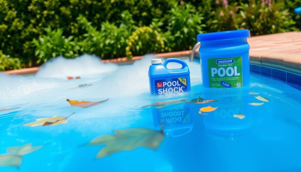 Pool shock treatment for clearing cloudy water