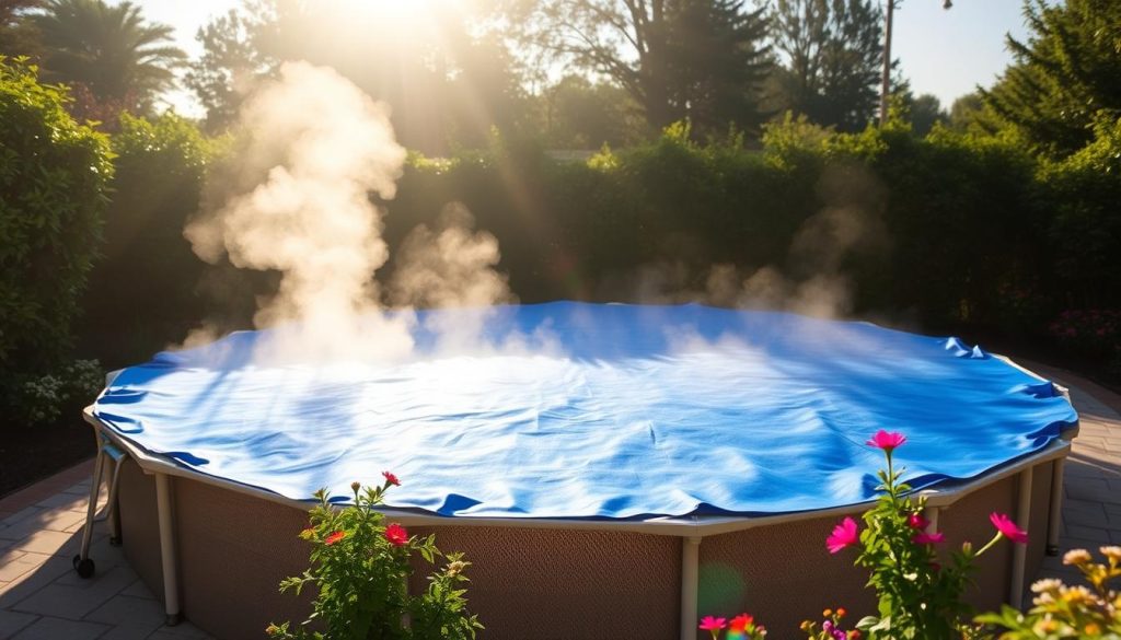 Solar pool cover increasing pool temperature