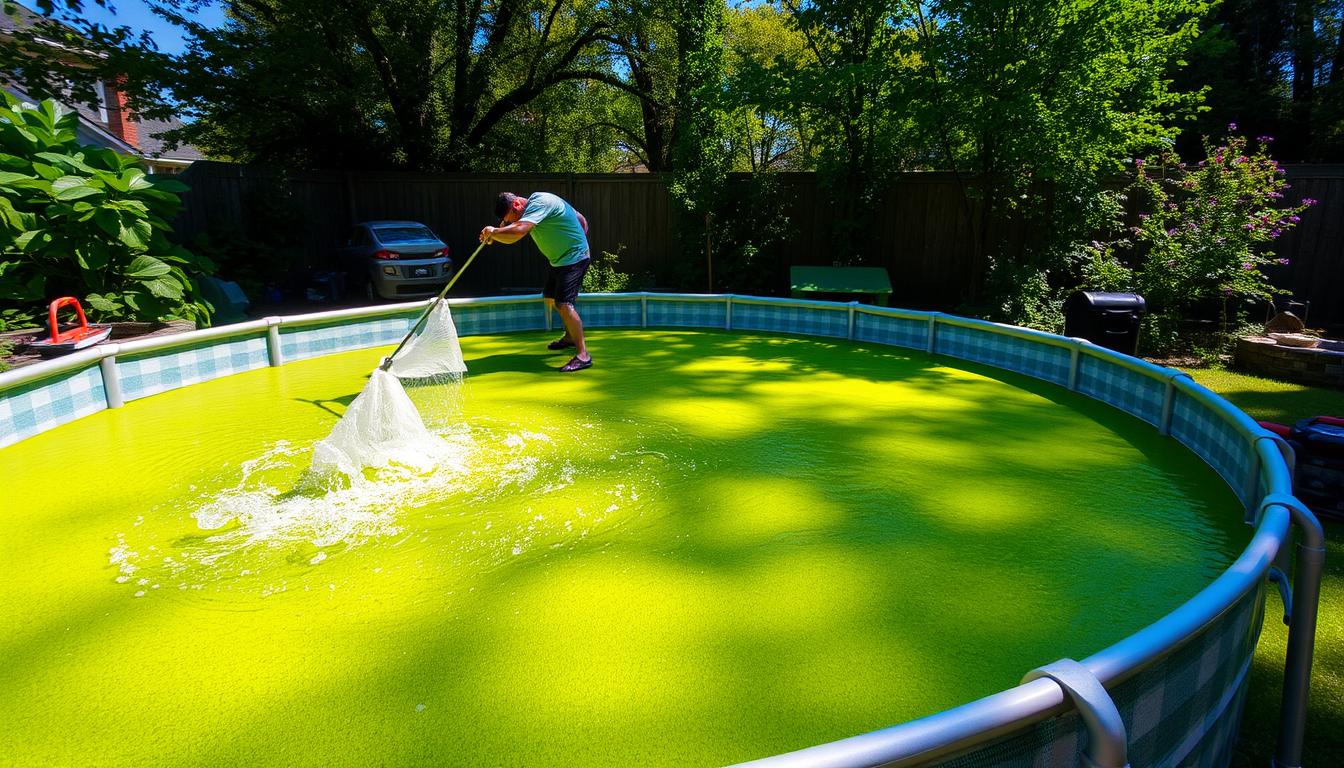 cleaning algae from above ground pool