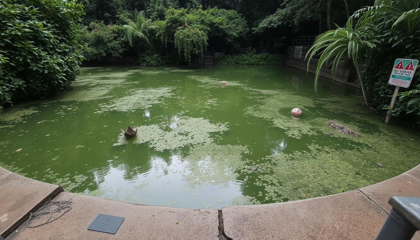 hazards of green pool water