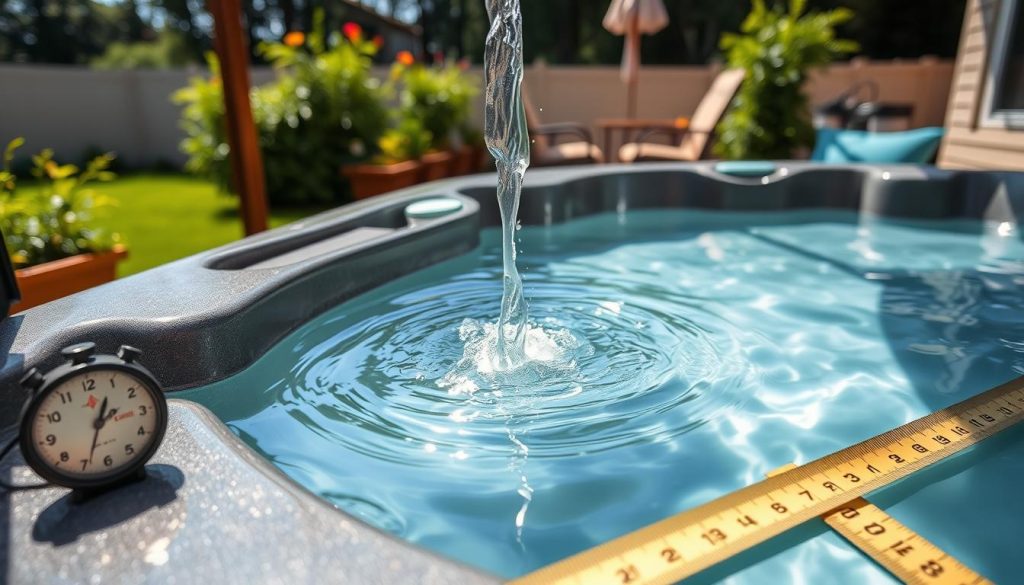 hot tub water volume calculation using the fill time method