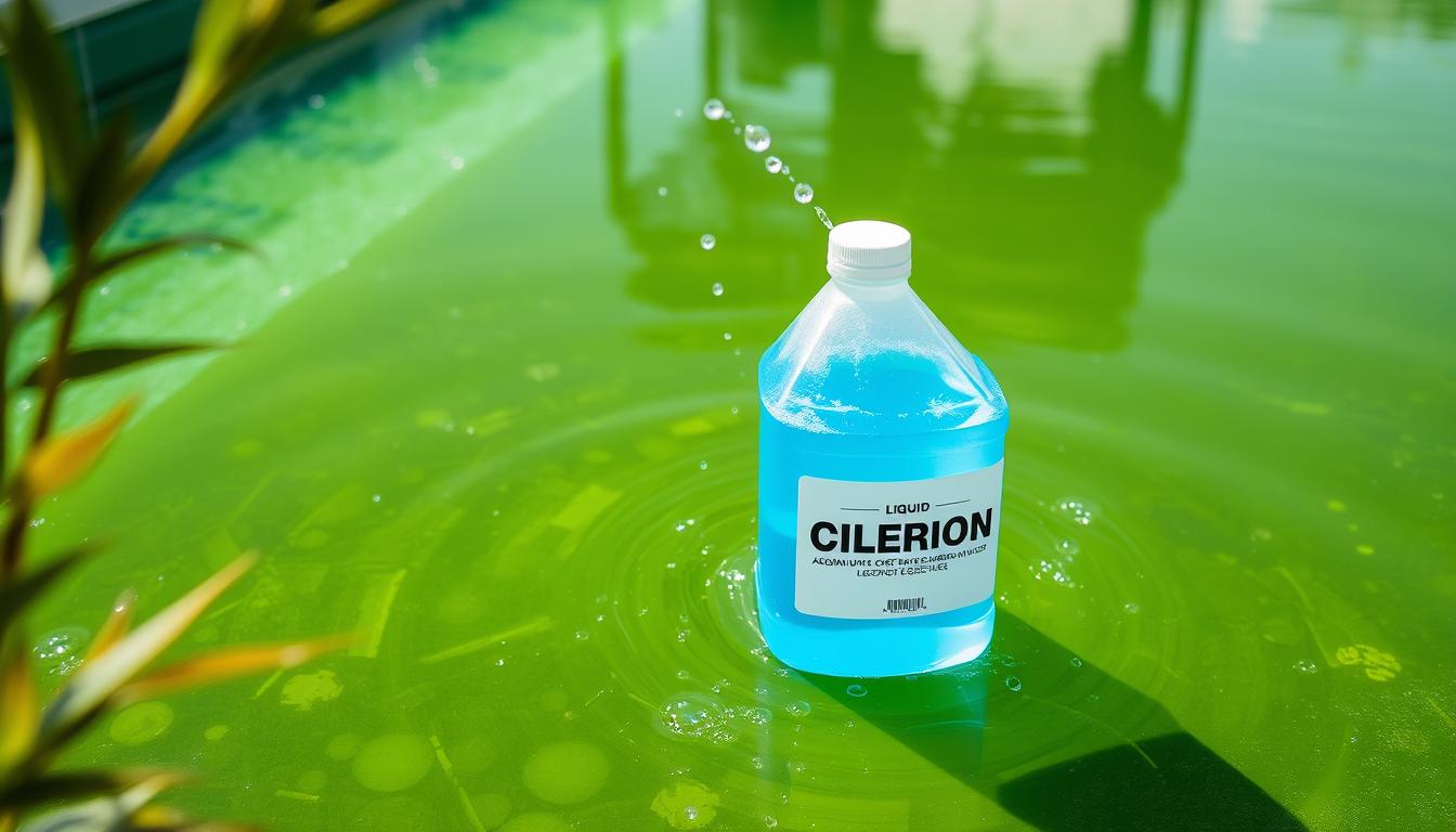 liquid chlorine shock treatment for algae-filled pools