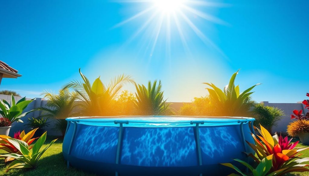 solar heat absorption affecting pool temperature