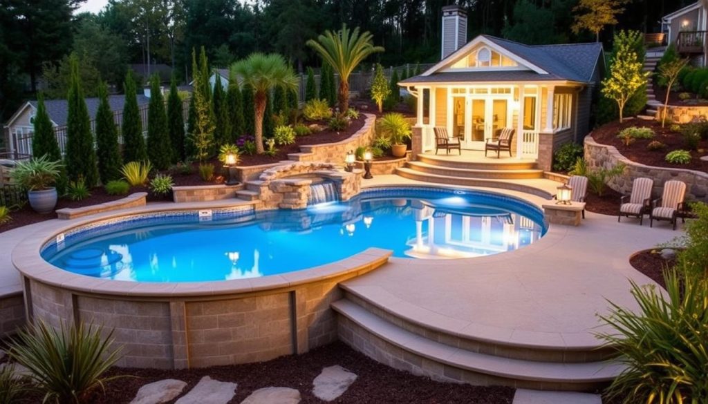 pool design for sloped backyard