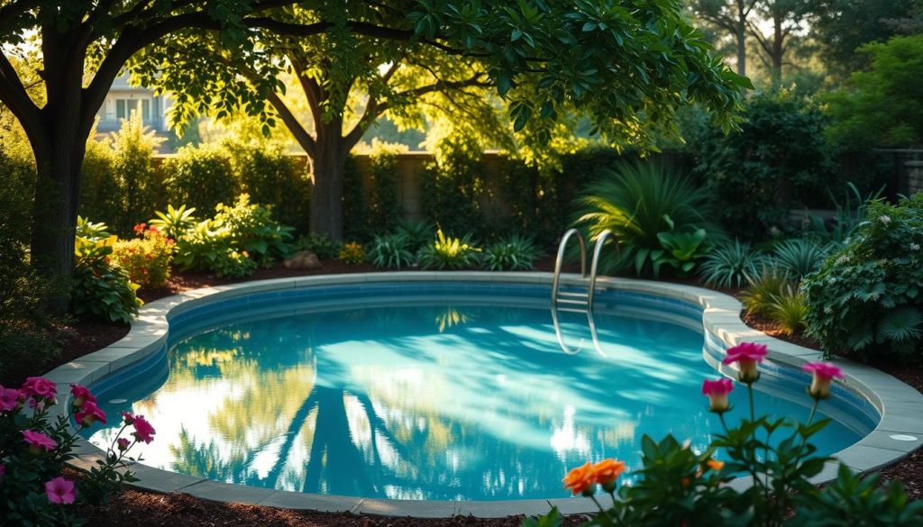 Eingegrabener Pool im Garten