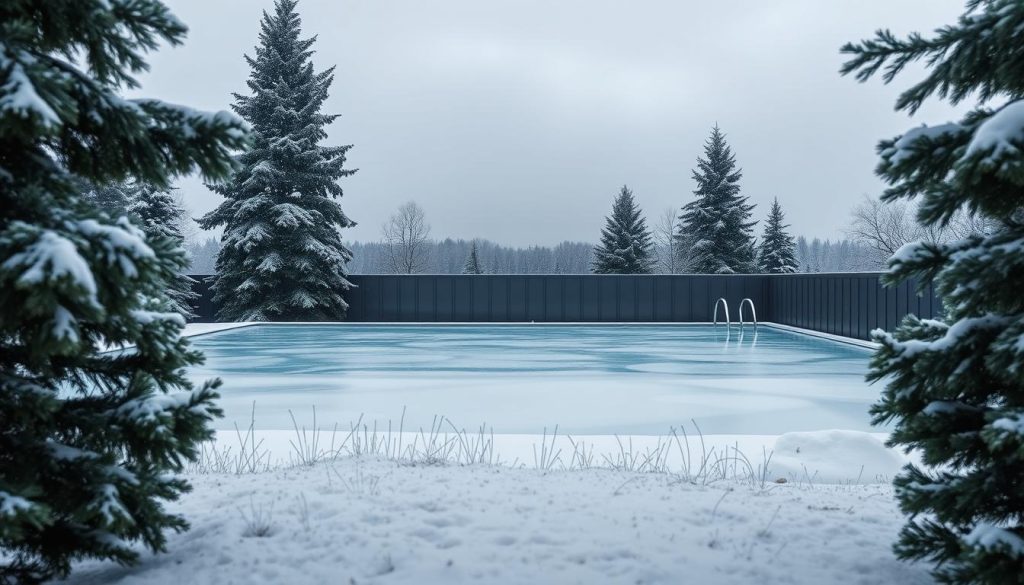 Stahlwandpool im Winter